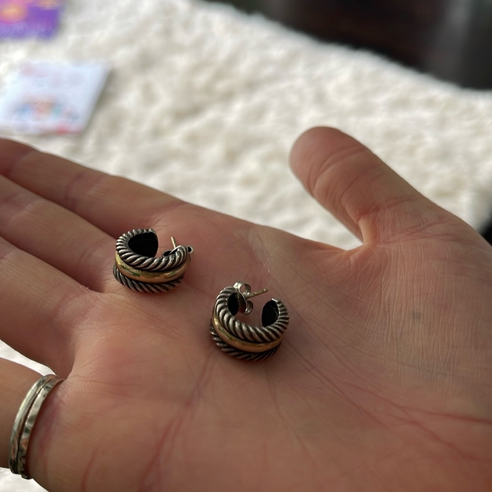 925 silver and gold mini hoop earrings